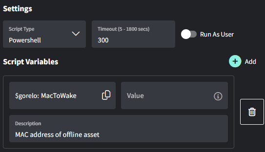 Use variables at runtime - Gorelo Documentation